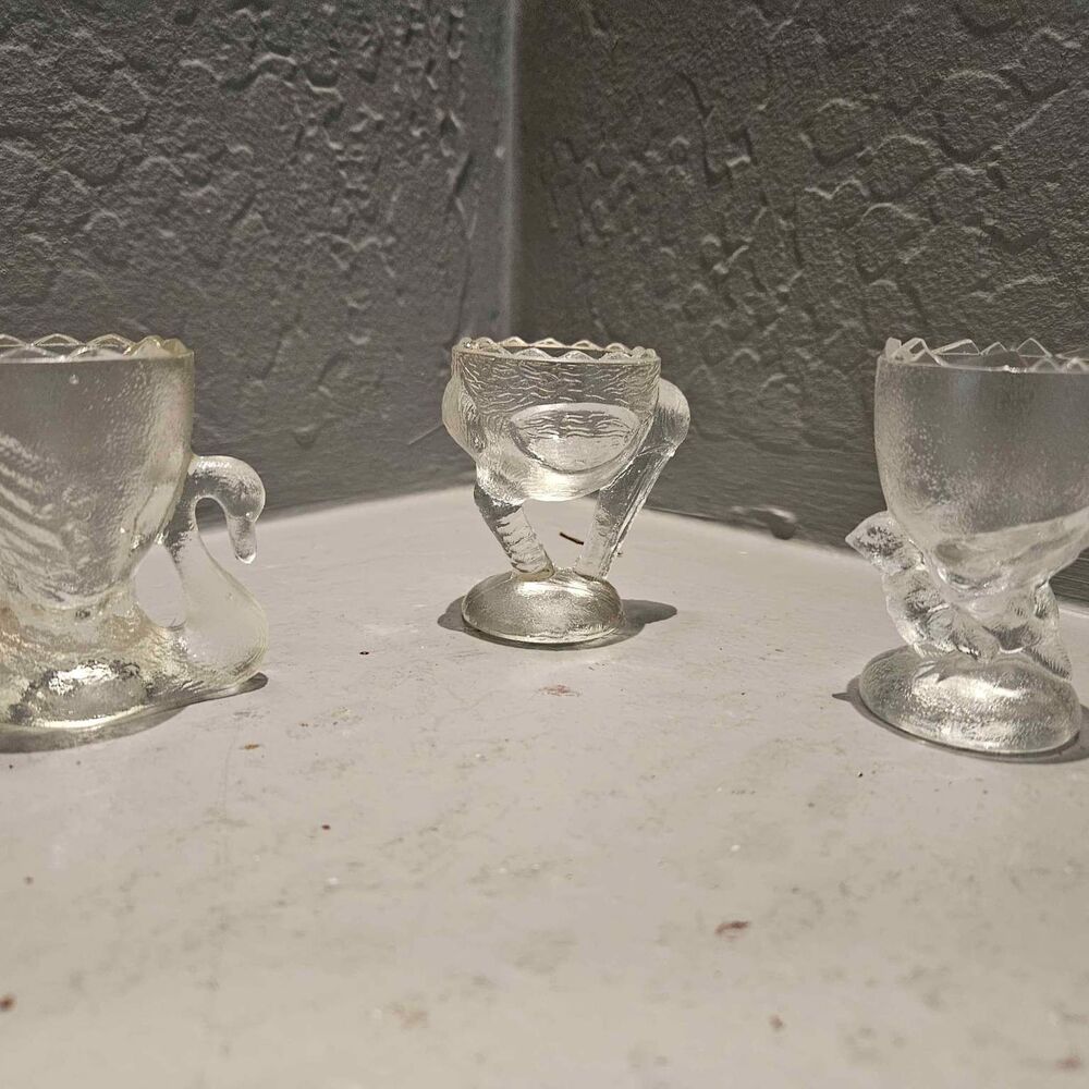 3 Glass Egg Cups